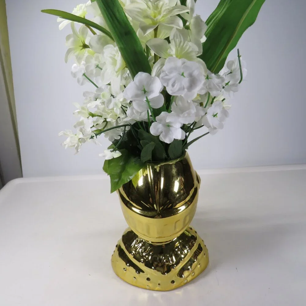 Gold Knight in Shining Armor with White Flowers